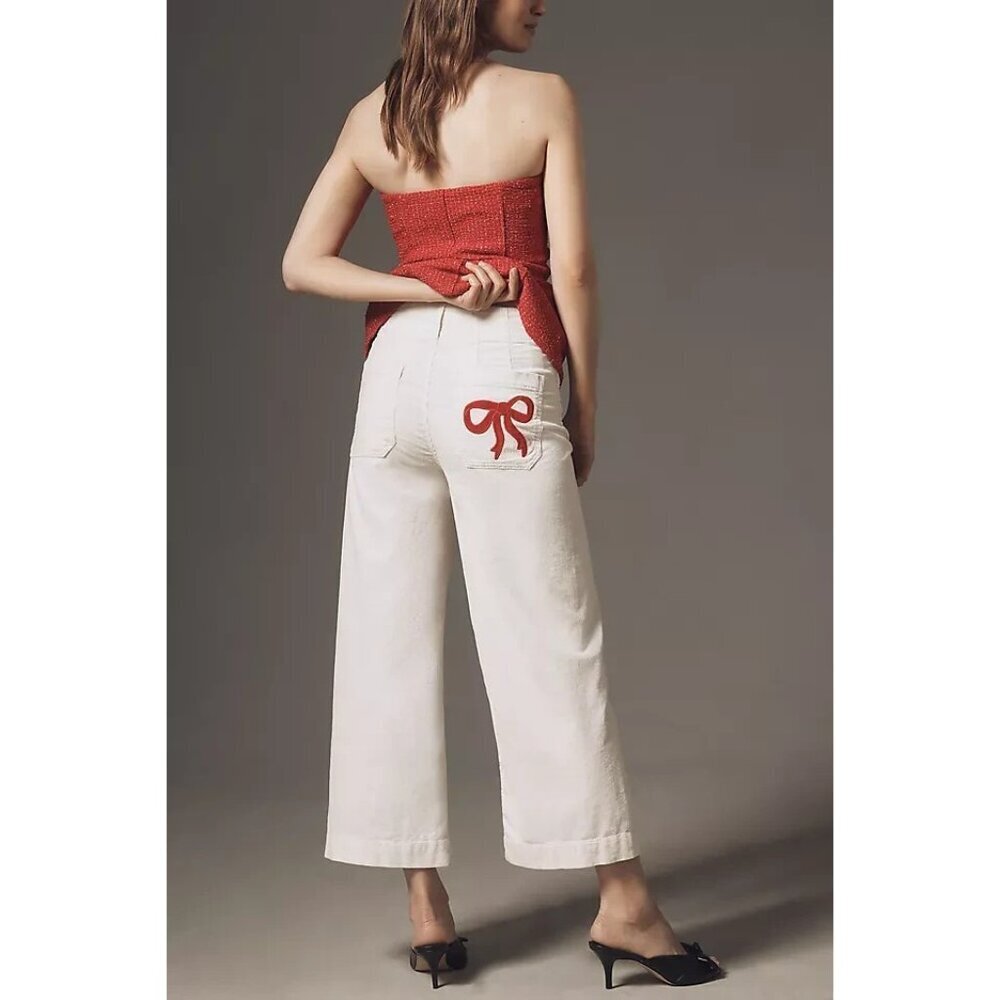The Colette Bow Corduroy Crop Wide-Leg Pants by Maeve 33 Tall